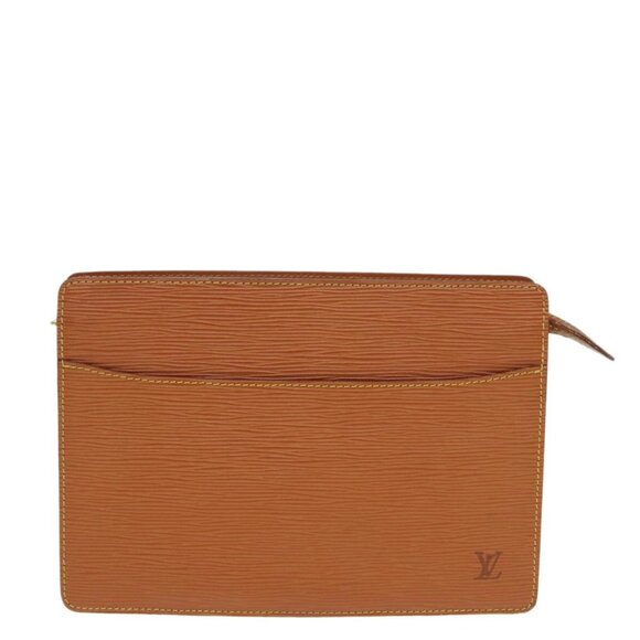 LOUIS VUITTON Epi Pochette Homme Clutch Bag Brown Zipang gold - Picture 1 of 16